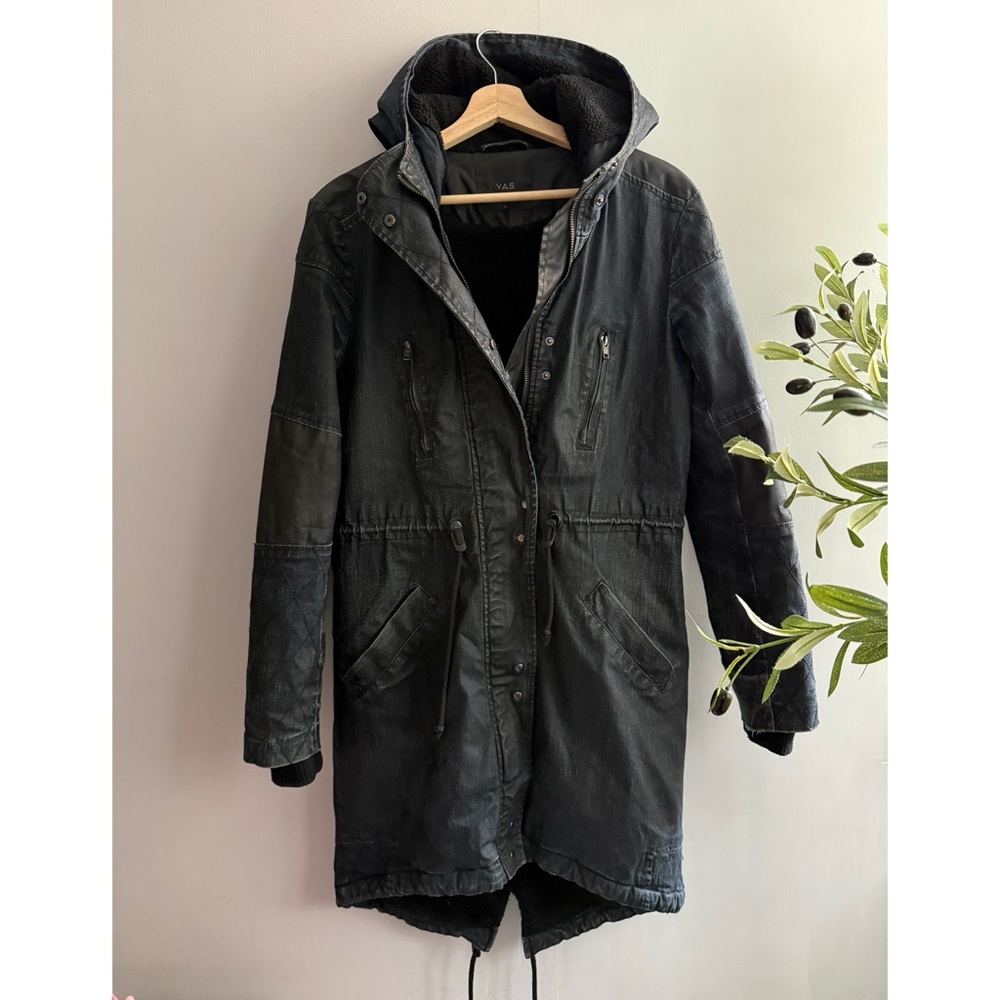 Unisex Distressed Denim Hooded Jacket